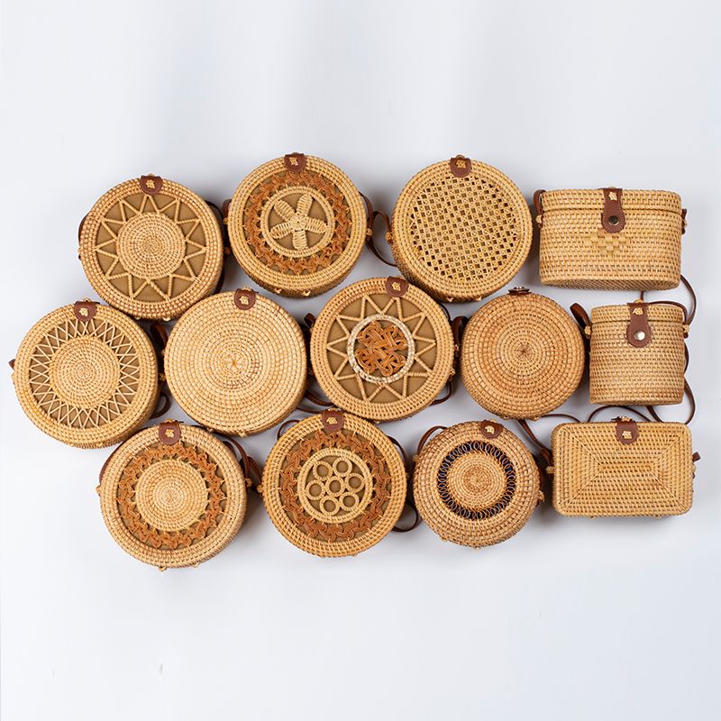Women Bags Vietnam - Vietnam Handmade Rattan Bag Charm Round