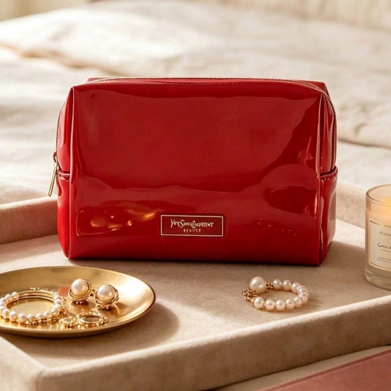 Women Bags Ysl - YSL BEAUTE Red Faux Leather Makeup