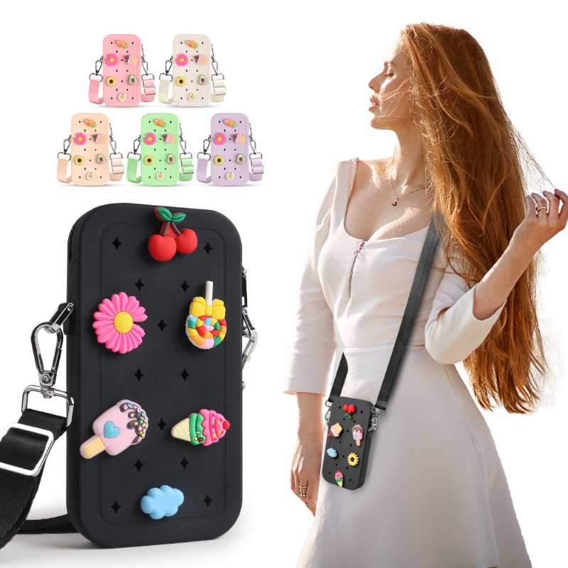 Phone Bag Crossbody - Multifunction Portable Silicone Crossbody Bag Waterproof
