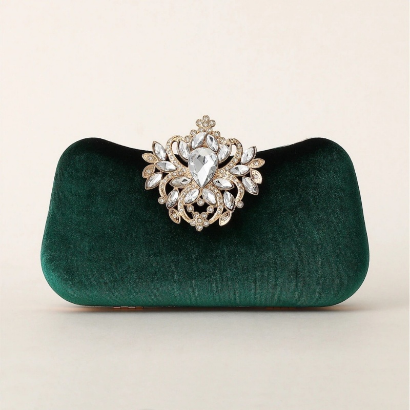 Dark Green Velvet Clutch Bag L - Clutch Bag Evening 评论和价格