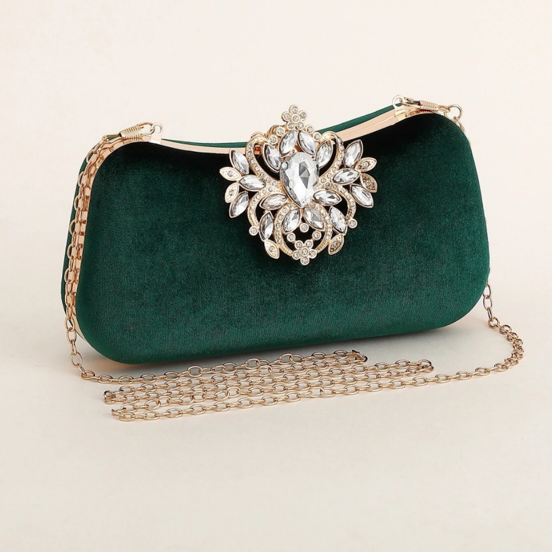 Dark Green Velvet Clutch Bag L - Clutch Bag Evening 评论和价格