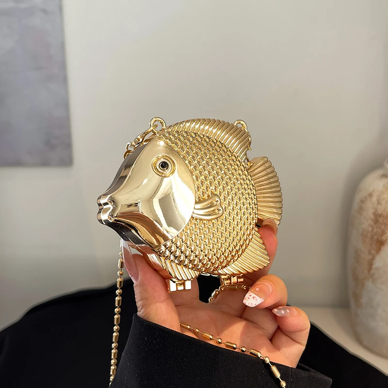 Cute Little Fish Shape Metal M - Clutch Bag Evening 评论和价格