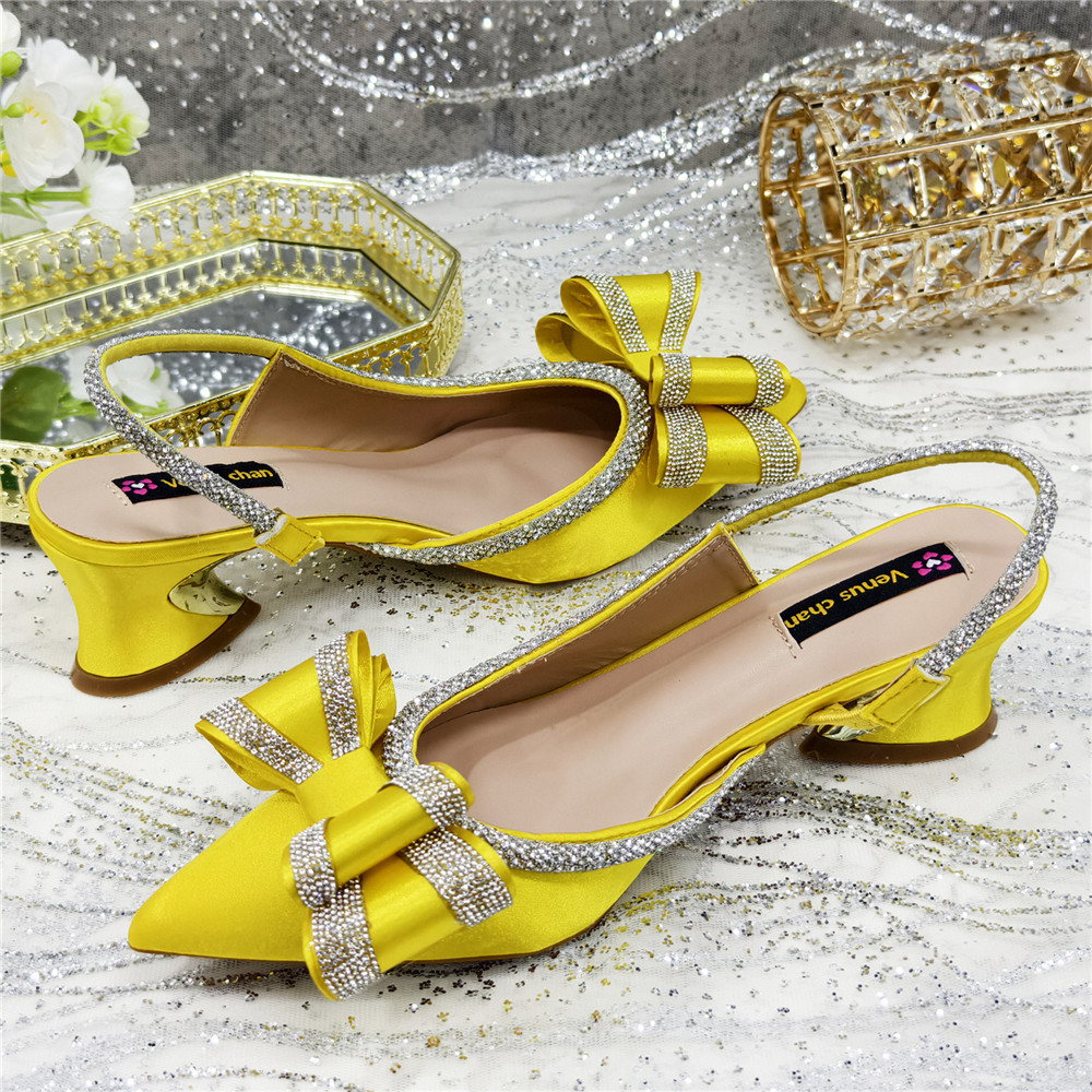 Elegant Yellow Satin Rhineston - Clutch Bag Evening 评论和价格